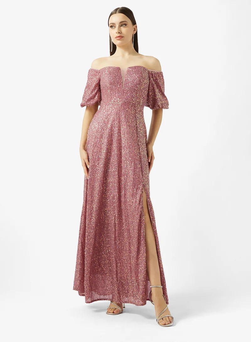 Off Shoulder Shimmer Dress